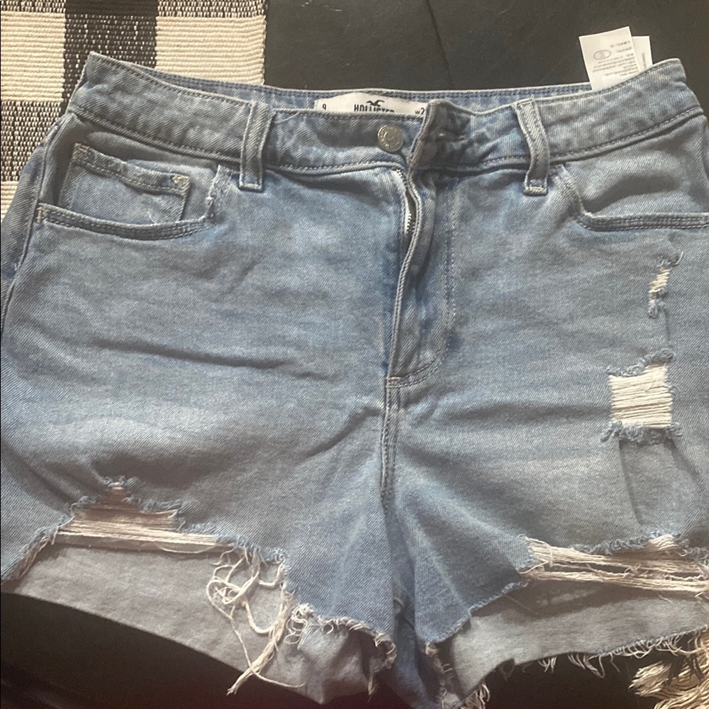 Hollister Light Blue Distressed Jean Shorts